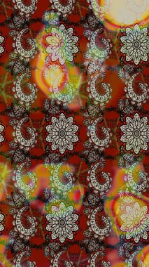 Çiçekli güzel suluboya desen. Raster illüstrasyonu. Kahverengi ve gri renklerde.