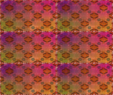 Raster illüstrasyonu. Çiçeksiz desenli arka plan, darbeler, sıçramalar, yaz çiçekleri. Kahverengi ve turuncu renkte çiçekler.