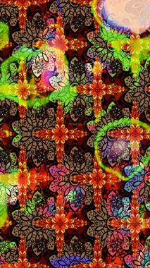 Suluboya tarzında siyah ve kahverengi renklerde. Küçük çiçekli yay deseni çiz. Raster illüstrasyonu.