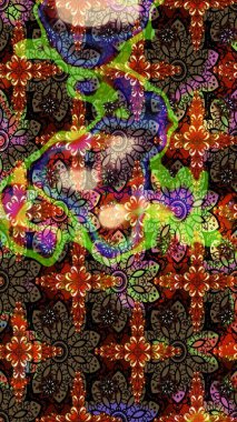 Raster illüstrasyonu. Çiçek süslemeli çizim deseni. Kahverengi ve siyah renkte çiçekler.