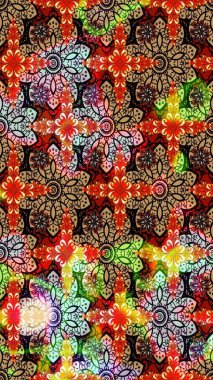 Raster güzel kumaş deseni çiziyor. Düz Çiçek Elementleri Tasarımı. Renkli Bahar Teması eskiz kalıbı. Çiçek deseni.