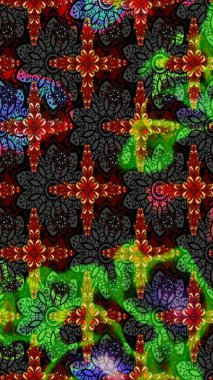 Çiçekli karalama şeklinde Raster çiçek deseni. Siyah ve yeşil renkli çiçekler. Yumuşak, yaz çiçekli arka plan.