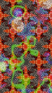 Kumaş desenli papatya çiçeği detayı. Kahverengi ve bej renkli çiçekler.