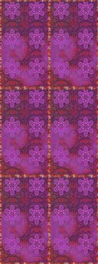 Mor ve mor renkli etnik çiçeklerle kusursuz bir desen. Raster Çiçek İllüstrasyon Şirin Tekstil.