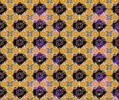 Çiçekli karalama şeklinde Raster çiçek deseni. Nazik, narin çiçek arkaplanı. Sarı renkte çiçekler.