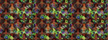 Renkli Bahar Teması eskiz kalıbı. Kahverengi ve siyah renkli çiçekler. Düz Çiçek Elementleri Tasarımı. Sevimli çiçek raster deseni.