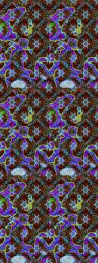 Çiçekli karalama şeklinde Raster çiçek deseni. Raster illüstrasyonu. Yumuşak, bahar çiçekleri mavi ve kahverengi renklerde.