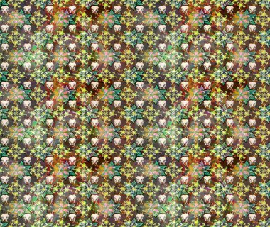 Raster düz çiçek çizim deseni. Kahverengi renkli çiçekler. Tasarım hediye paketi, tebrik kartları, posterler ve afiş tasarımı.