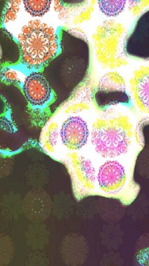 Raster illüstrasyonundaki çiçek desenli çizim. Güzel kumaş deseni. Düz Çiçek Elementleri Tasarımı. Renkli Bahar Teması çizim şablonu.