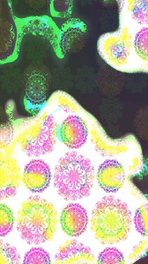 Yeşil renkli çiçekler. Kumaş desenli papatya çiçekleri ayrıntıları.