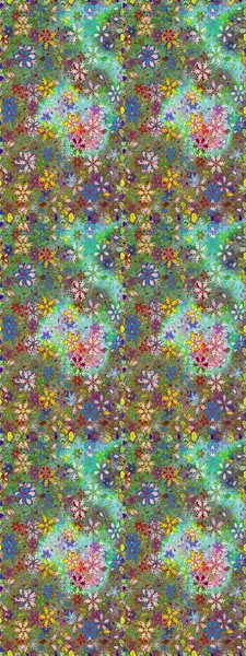 Halk tarzı. Parlak renkli çiçekleri ve yeşil ve kahverengi renkte yaprakları olan şaşırtıcı, pürüzsüz çiçek deseni. Moda baskıları için zarif bir şablon. Modern çiçek arkaplanı.