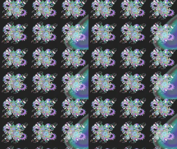 Çiçekli çiçek deseni, suluboya. Düz Çiçek Elementleri Tasarım Raster illüstrasyonu. Gri renkli çiçekler. Renkli Bahar Teması Eskiz Şablonu.