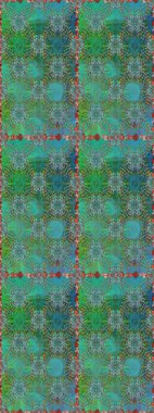 Kabile sanatı boho baskısı, klasik çiçek arkaplanı. Soyut etnik raster kusursuz desen. Arkaplan dokusu, duvar kağıdı, yeşil ve mavi renkli çiçek teması.