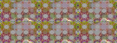 Davetiye ve kartpostal tasarımı için dekoratif çiçek unsurları. Yapraklı kusursuz desen. Tekstil için figür. Poster ya da kapak için arka plan. Sevimli zarif çiçekler Raster illüstrasyonu.