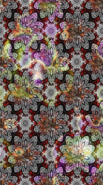 Raster illüstrasyonundaki çiçek desenli çizim. Suluboya tarzında gri renkte çiçekler.