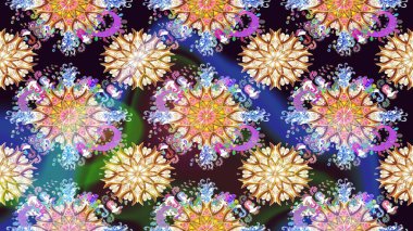 Kusursuz bir arka plan modeli. Suluboya, elle çizilmiş. Raster illüstrasyonu. Tarafsız ve bej renkli yapraklı yabani çiçekler.