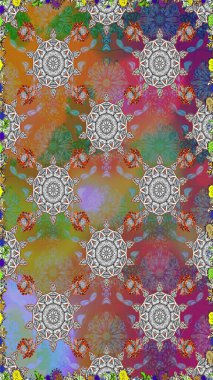 Raster illüstrasyonunda kusursuz çiçek deseni. Gri renkli çiçekler. Renkli Bahar Temalı Kusursuz Arkaplan. Düz Çiçek Elementleri Tasarımı.