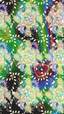 Suluboya çizim kalıbı. Çiçek izi. Suluboya tarzında yeşil renkte çiçekler.