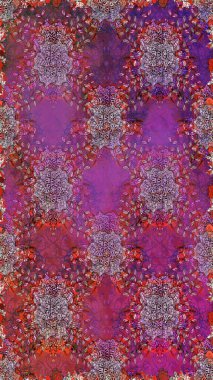 Tişörtsüz arka plan deseni. Tropik çiçekler. Mor ve kahverengi renkte çiçekler.