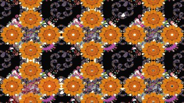 Eskiz klasiği. Düz Çiçek Elementleri Tasarımı. Raster Şirin kumaş deseni. Renkli Bahar Teması çizim şablonu.