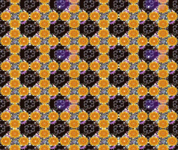 Raster. Güzel suluboya çiçekler, parlak tablolar ilham verici ve sarı çiçek desenli kusursuz arka plan..