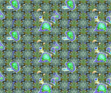 Çiçekli karalama şeklinde Raster çiçek deseni. Yeşil renkli çiçekler. Yumuşak, bahar çiçekli arka plan.