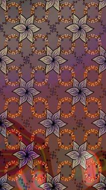 Kahverengi renkli çiçekler. Tropik çiçek desenleri. Raster illüstrasyonu.