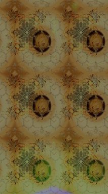 El çizimi. Çiçekli eskiz deseni. Kahverengi renkli çiçekler. Suluboya çizimi.