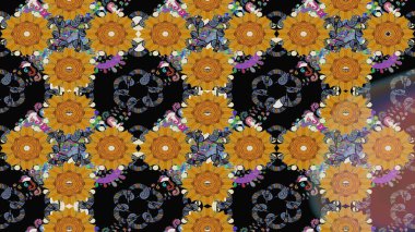 Raster illüstrasyonu. Siyah yapraklı yabani çiçekler. Eskiz arkaplan modeli. Suluboya, elle çizilmiş.