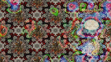 Raster illüstrasyonu. Taslak dekoratif arka plan, çiçek mandala. Tarafsız renklerde. Çiçek..