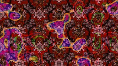 Çiçekli karalama şeklinde Raster çiçek deseni. Kahverengi renkte yaz çiçekleri. Raster illüstrasyonu.