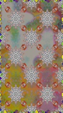 El çizimi Raster çizimi. Duvar kağıdı, web sitesi arka planı, ambalaj kağıdı, davetiye, broşür, afiş veya web sitesi için kusursuz çiçek deseni kullanılabilir. Karalama elementleri.