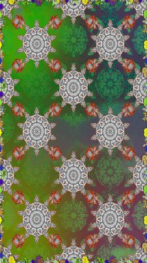 Çiçek arkaplan. Raster deseni. Çiçek kompozisyonu. - yeşil ve gri çiçekler. Doğa. Çiçek kolajı. Küçük çiçekte güzel desen var..