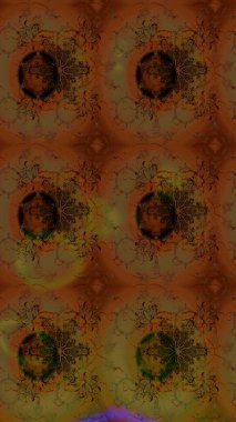 Raster illüstrasyonu. Kahverengi renklere karalamalar çizilmiş çiçek deseni.