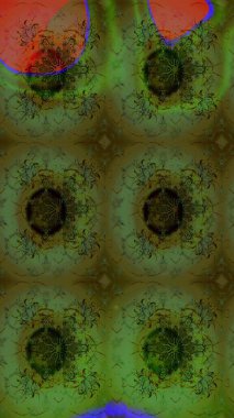 Çiçekli karalama şeklinde Raster çiçek deseni. Yumuşak, yeşil renkli bahar çiçekleri. Raster illüstrasyonu.