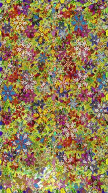 Raster dikişsiz çiçek deseni. Vadinin çiçekleri yeşil ve kahverengi renklerde.