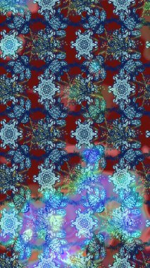 Raster illüstrasyonundaki çiçek desenli çizim. Renkli çiçekler.