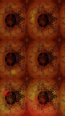 Raster illüstrasyonu. Renklere karalamalar çizilmiş çiçek deseni.