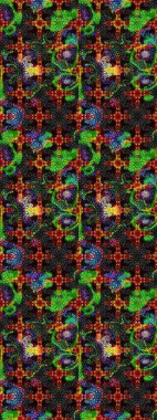 Siyah ve yeşil renkli çiçekler. Tropik çiçek desenleri. Raster illüstrasyonu.