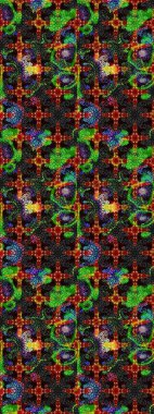 Siyah ve yeşil renkli çiçekler. Tropik çiçek desenleri. Raster illüstrasyonu.