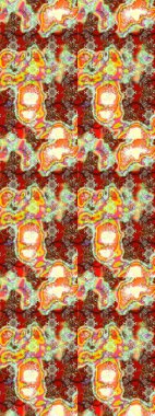 Süslü kumaş deseni. Renkli Bahar Teması eskiz kalıbı. Raster illüstrasyonundaki çiçek desenli çizim. Düz Çiçek Elementleri Tasarımı.