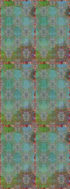 Şirin karalama çiçekleri olan kusursuz çiçek desenleri. Raster illüstrasyonu. El yapımı çiçek ve bitki koleksiyonu. Raster illüstrasyonu. Çizim biçimi yeşil ve mavi renklerde.