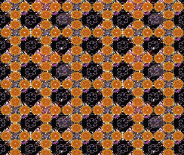 Turuncu renkte manzaralı çiçek deseni. Üst manzara, yumuşak stil. Sevgililer günü ve tebrik kartı konsepti için şık bir davetiye. Çiçek kompozisyonu, el boyası, hassas şablon..