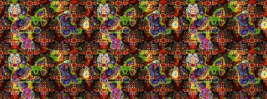 Üst manzara, yumuşak kahverengi ve siyah renkli. Sevgililer günü ve tebrik kartı konsepti için şık bir davetiye. Manzaralı çiçek deseni. Çiçek kompozisyonu, el boyası, hassas şablon..