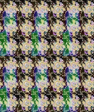 Raster illüstrasyonu. Desen, çizim, çiçek sınırı. Kıvırcık, parlak örgü. Çiçek çelengi. Güzel, parlak, pürüzsüz kumaş, tuval. Klasik eski arkaplan.