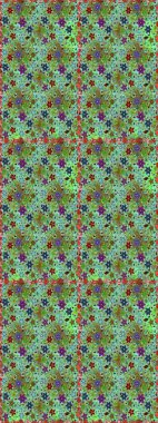 Hint süsü. Renkli süs kenarı. Çiçek duvar kağıdı. Kusursuz desen. Raster illüstrasyonu. Yeşil ve nötr renklerde.