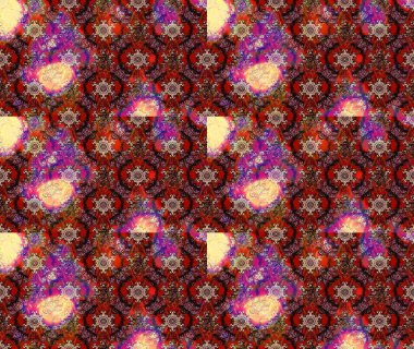 Tropik çiçek desenleri. Kahverengi, kırmızı ve pembe renklerde çiçekler. Raster illüstrasyonu.