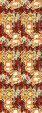 Süslü kumaş deseni. Renkli Bahar Teması eskiz kalıbı. Raster illüstrasyonundaki çiçek desenli çizim. Düz Çiçek Elementleri Tasarımı.