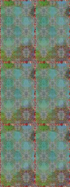 Şirin karalama çiçekleri olan kusursuz çiçek desenleri. Raster illüstrasyonu. El yapımı çiçek ve bitki koleksiyonu. Raster illüstrasyonu. Çizim biçimi yeşil ve mavi renklerde.