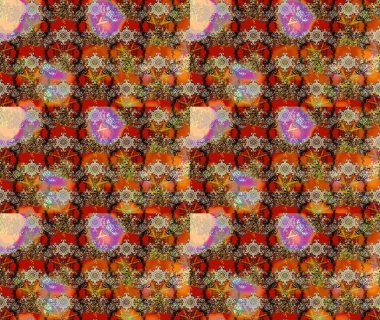 Renkli Bahar Teması eskiz kalıbı. Raster Modaya uygun kumaş deseni. Kahverengi renkli şirin çiçek deseni. Düz Çiçek Elementleri Tasarımı.